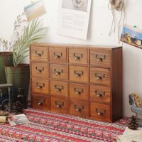 Hộp Đựng Đồ Để Bàn Gỗ Nguyên Khối Cổ Điển Tủ Nhỏ Kiểu Ngăn Kéo Bằng Gỗ Tủ Mini Nhiều Tầng Bằng Gỗ