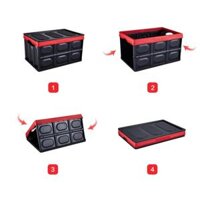 HỘP ĐỰNG ĐỒ ĐỂ CỐP XE Ô TÔ GẬP GỌN ĐEN VIỀN ĐỎ TẶNG TÚI BẠC CHỐNG NƯỚC CAO CẤP,HỘP ĐỰNG ĐỒ ĐA NĂNG, THÙNG ĐỰNG ĐỒ - 50 LÍT