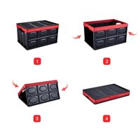 HỘP ĐỰNG ĐỒ ĐỂ CỐP XE Ô TÔ GẬP GỌN ĐEN VIỀN ĐỎ TẶNG TÚI BẠC CHỐNG NƯỚC CAO CẤP,HỘP ĐỰNG ĐỒ ĐA NĂNG, THÙNG ĐỰNG ĐỒ - 50 LÍT