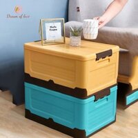 Hộp đựng đồ DREAMOFLOVE, Hộp nhựa đựng quần áo sách vở cỡ lớn, Thùng đựng đồ có nắp có thể gấp gọn tối ưu không gian.