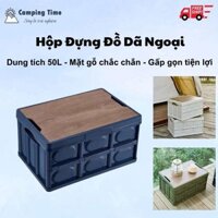 Hộp Đựng Đồ Gấp Gọn Mountainhiker Thùng Đựng Đồ Dã Ngoại Đa Năng 50L Nhựa PP Nắp Gỗ Bền Đẹp