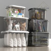 Hộp đựng đồ lớn bằng nhựa, hộp nhựa đựng quần áo và đồ chơi có nắp kín, thùng đựng bỉm cho bé đa năng có tay cầm
