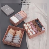 Hộp đựng đồ lót túi gấp gọn hộp chia ngăn bằng vải lưới set 3 chiếc
