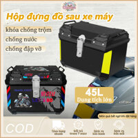 Hộp đựng đồ sau xe máy siêu bền, hộp đựng dụng cụ cho xe máy điện, thùng chứa dung tích lớn 45L