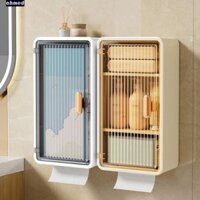 Hộp đựng đồ trang điểm AHMED, Hộp đựng đồ phòng tắm chống nước bằng nhựa, Hộp đựng khăn giấy có thể chiết xuất chống bụi treo tường sang trọng nhẹ cho gia đình