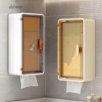Hộp đựng đồ trang điểm DELMER, Hộp đựng đồ phòng tắm chống nước bằng nhựa, Hộp đựng khăn giấy có sức chứa lớn đơn giản treo tường chống bụi Hộp đựng khăn giấy nhà bếp