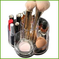 Hộp đựng đồ trang điểm xoay Hộp trong suốt Hộp đựng cọ trang điểm Hộp trưng bày có 6 ngăn sắp xếp lưu trữ huizovn