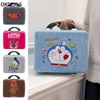 Hộp đựng đồ trang điểm OKDEALS, Vali nỉ gấu dâu Doremon, Ba lô gấu vải lót hành lý dành cho nữ và nam giới