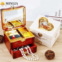 Hộp đựng đồ trang sức âm nhạc MINLIA, với 1 hộp nhạc ba lê cổ điển dành cho nữ, Hộp lưu trữ ngăn kéo Phong cách Châu Âu Thiết kế đàn Violin xoay Ba lê trang trí đồ chơi trẻ em