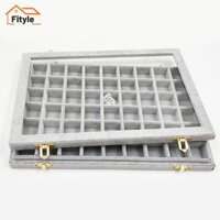 Hộp đựng đồ trang sức bằng gỗ Bông tai có thể khóa Hộp đựng đá quý có nắp thủy tinh