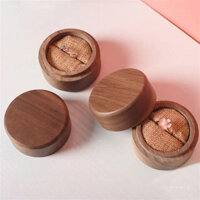 Hộp đựng đồ trang sức bằng gỗ óc chó - Hộp đóng gói vòng gỗ nguyên khối tròn cho nhẫn cưới, bông tai, dây chuyền & phụ kiện - Hộp sắp xếp thanh lịch