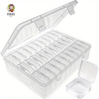 Hộp đựng đồ trang sức bằng nhựa trong suốt TIEZI, Hộp đựng đồ trang sức bằng nhựa trong suốt, Đa chức năng Nhiều lưới vuông Dễ sử dụng Vòng cổ Hộp đựng bông tai
