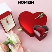 Hộp đựng đồ trang sức HOMEIN, Hộp quà tặng hoa hồng xuyên thấu hình trái tim, Hộp vòng cổ nhẫn màu đỏ sáng tạo Quà tặng ngày lễ tình nhân