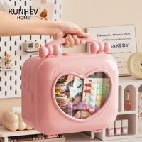 Hộp đựng đồ trang sức KUNHEV, Hộp đựng kẹp tóc chống nước cầm tay, Hộp đựng đồ chơi trong suốt bền bỉ chống bụi Phụ kiện tóc cho bé gái