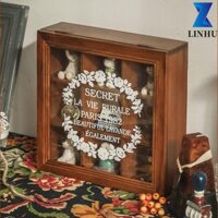 Hộp đựng đồ trang sức LINHU Hộp đựng vòng tay có hoa văn bằng gỗ