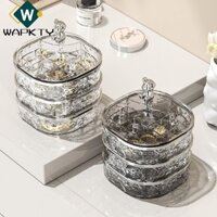 Hộp đựng đồ trang sức WAPKTY, Giá đựng đồ trang điểm xoay nhiều lớp, Giá đỡ trưng bày bông tai trong suốt Acrylic chất lượng cao tại nhà