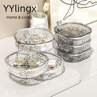 Hộp đựng đồ trang sức YYLINGX, Giá đựng đồ trang điểm nhiều lớp xoay, Giá đỡ trưng bày bông tai trong suốt Acrylic chất lượng cao tại nhà