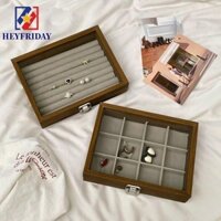 Hộp đựng đồ trang sức NOVAFLUX, Nắp kính Hộp đựng đồ trang sức bằng gỗ vuông, Hộp đựng nhẫn Hộp đựng đồ trang sức Hộp trưng bày trang sức Bông tai trưng bày nhẫn / Bông tai trưng bày