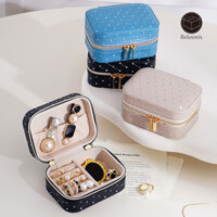 Hộp đựng đồ trang sức Relaxorox Hộp đựng đồ trang sức bằng da giả hình ngôi sao Hộp đựng đồ trang sức có khóa kéo di động dành cho bé gái Vòng cổ bông tai