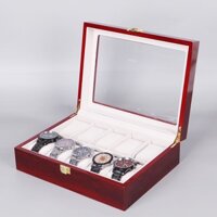Hộp đựng đồng hồ 10 chiếc sơn gỗ mài mặt kính cao cấp