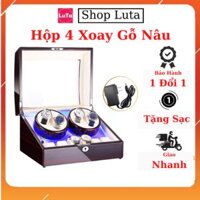 Hộp Đựng Đồng Hồ Cơ Gỗ 4 Xoay 6 Trưng Bày Nâu Lót Kem