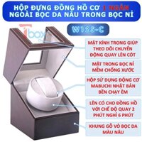 Hộp đựng đồng hồ, hộp xoay cho 1 chiếc đồng cơ bọc da nâu cao cấp