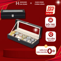 Hộp đựng đồng hồ vỏ da cao cấp 6 ngăn có khoá thiết kế tinh tế nhỏ gọn