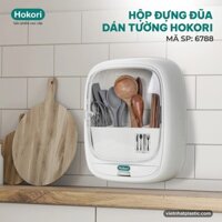 HỘP ĐỰNG ĐŨA MUỖNG HOKORI GẮN TƯỜNG TIỆN DỤNG - HỘP ĐỰNG ĐỒ DÙNG ĂN UỐNG CÓ NẮP ĐẬY CHỐNG CÔN TRÙNG CHỐNG BÁM BỤI TỐT