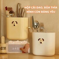 Hộp đựng đũa thìa, hộp đựng dao treo tường họa tiết hình cún dễ thương, chất liệu nhựa PP cao cấp bền đẹp decor bếp
