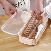 Hộp đựng đũa thìa ống đũa có nắp 2 lớp nằm ngang - Hồng,1 loại