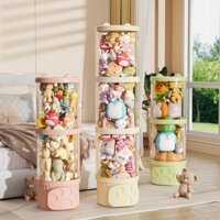 Hộp Đựng Gấu Bông Hình Trụ Tròn Trong Suốt Có Khuy, Sắp Xếp Đồ Chơi Cho Bé Gọn Gàng, Sạch Sẽ