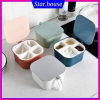 Hộp đựng gia vị 4 ngăn nhiều màu tiện lợi