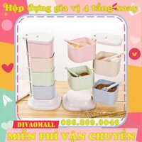 Hộp đựng gia vị 4 tầng xoay lúa mạch hộp đựng gia vị mẫu mới. hộp gia vị