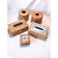 Hộp Đựng Giấy Ăn Bằng Mây, Sơn Mài, Khảm Trai Thủ Công, Tỉ Mỉ An Toàn Thân Thiện Môi Trường