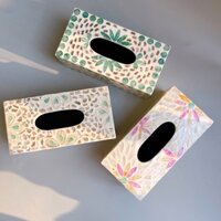 Hộp đựng giấy ăn chữ nhật (24x12x9cm) sơn mài, khảm trai cao cấp sang trọng, quà tặng, trang trí, decor Mỹ Nghệ Mart