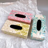Hộp đựng giấy ăn chữ nhật (24x12x9cm) sơn mài khảm trai cao cấp xuất khẩu , quà tặng, trang trí, decor Mỹ Nghệ Mart