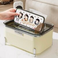 Hộp Đựng Giấy Ăn Để Bàn Đa Năng, Hộp Đựng Đồ Nhiều Ngăn, Đựng Remote, Đồ Dùng Kèm Giá Đỡ Điện Thoại