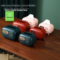 Hộp đựng giấy ăn sang trọng đa năng vintage retro hình radio size lớn