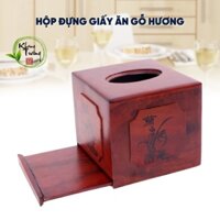 Hộp đựng giấy ăn ⚡SIÊU ƯU ĐÃI  ⚡ Hộp đựng giấy ăn  hình vuông gỗ hương, Thiết kế mở lắp tiện lợi , dễ dang thay giấy