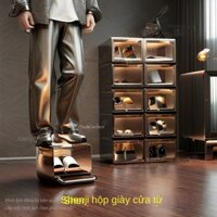 Hộp Đựng Giày Bằng Nhựa Cứng Trong Suốt Từ Tính Tiết Kiệm Không Gian