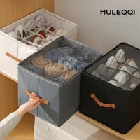 Hộp đựng giày cỡ lớn HULEQI, Tủ quần áo vải có nắp trong suốt, 12 lưới có tay cầm Hộp đựng giày có thể gập lại cho gia đình