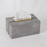 HỘP ĐỰNG GIẤY DA CÁ ĐUỐI XÁM 22 x 13 CM