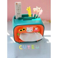 Hộp Đựng Giấy Để Bàn Có Chân Hộp Gắn Kèm Sticker 3D Cute SP160 Jalinhouse