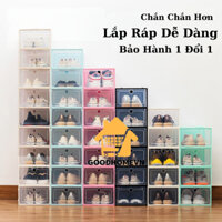 HỘP ĐỰNG GIÀY NHỰA CỨNG TRONG SUỐT CHẤT LIỆU PP CAO CẤP, CHỊU LỰC TỐT TỚI 6KG - TẶNG KÈM GÓI HÚT ẨM
