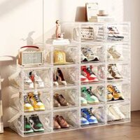 Hộp đựng giày trong suốt size lớn, hộp nhựa mica cứng cửa mở nam châm trưng bày giày dép Homore