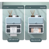 Hộp Đựng Giấy Vệ Sinh 2 ngăn Dán Tường Chống Thấm Nước, Tủ nhựa Đựng Đồ Đa Năng Cho Phòng Tắm