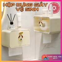 Hộp Đựng Giấy Vệ Sinh Cún Cưng Dán Tường Có Nắp Che Đậy Chống Thấm Nước,Hộp Giấy Vệ Sinh Có Khay Để Đồ Đa Năng