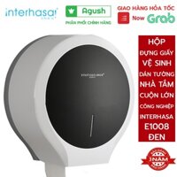 Hộp đựng giấy vệ sinh cuộn lớn công nghiệp treo dán tường INTERHASA E1008 màu đen nhựa bền đẹp chống nước nhà tắm toilet