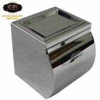 Hộp đưng giấy vệ sinh gắn tường kèm gạt tàn thuốc inox 304 bóng kín