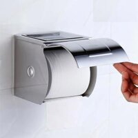 Hộp đựng giấy vệ sinh Inox 304 có khay gạt tàn hoặc để điện thoại - SU12 (Trắng bạc)